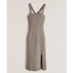 Abercrombie & Fitch Crossback Square Neck Knit Midi Dress